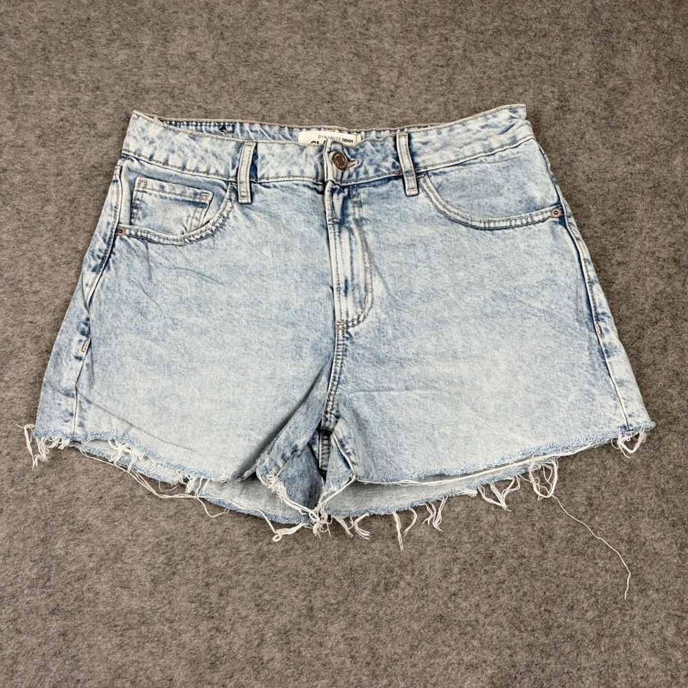 Dynamite Denim Claudia Shorts Womens 28 Acid Wash Light Blue Raw Hem Cut Offs